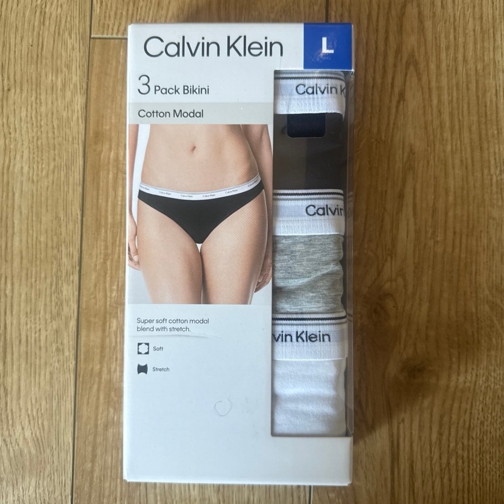 Calvin Klein Men's Bikini Briefs 3-Pack - Black, Gray, White Large
